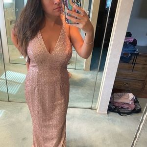 NWT Dress the Population rose gold blush gown
